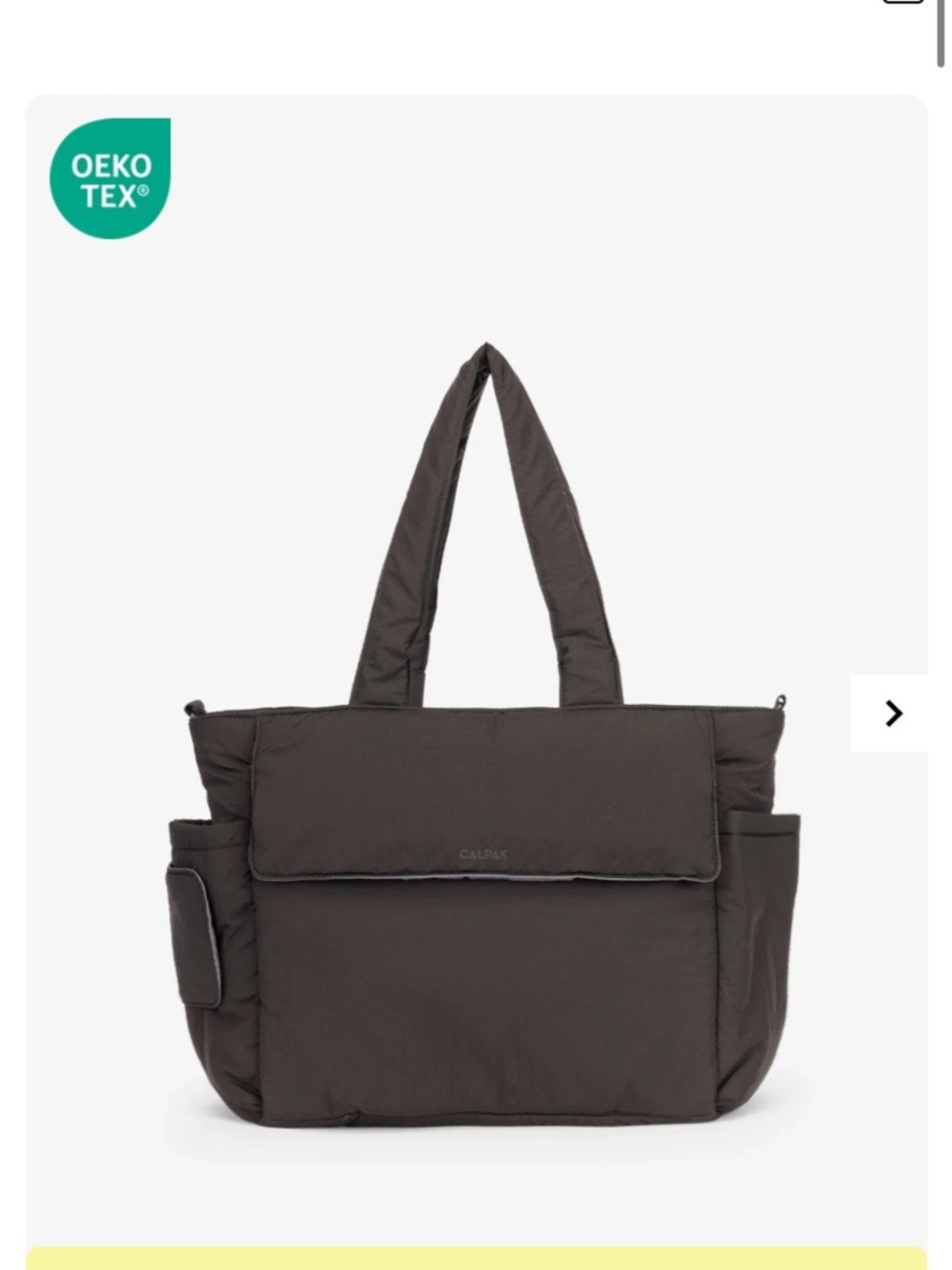 CALPAK Diaper Tote Bag with Laptop Sleeve in Black